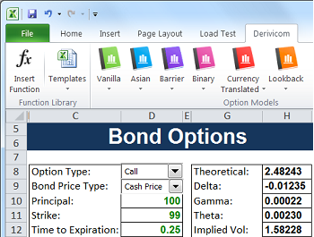 FinOptions XL - Bond Options